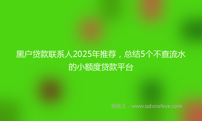 黑户贷款联系人2025年推荐，总结5个不查流水的小额度贷款平台