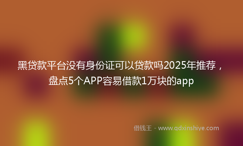黑贷款平台没有身份证可以贷款吗2025年推荐，盘点5个APP容易借款1万块的app