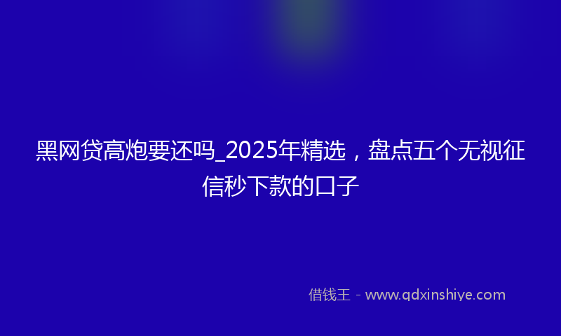 黑网贷高炮要还吗_2025年精选，盘点五个无视征信秒下款的口子
