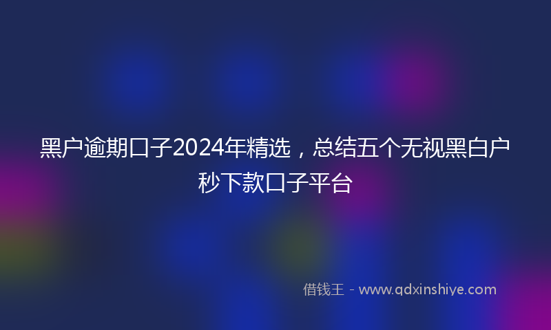 黑户逾期口子2024年精选，总结五个无视黑白户秒下款口子平台