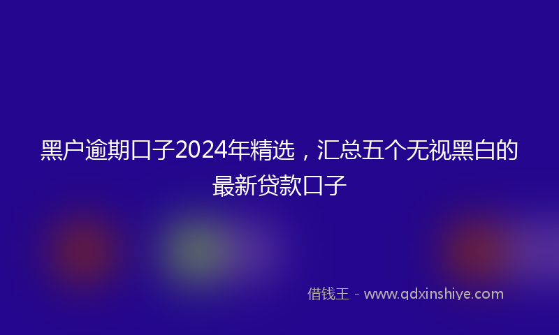 黑户逾期口子2024年精选，汇总五个无视黑白的最新贷款口子