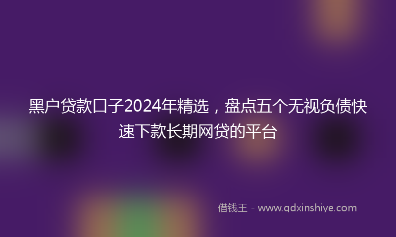 黑户贷款口子2024年精选，盘点五个无视负债快速下款长期网贷的平台