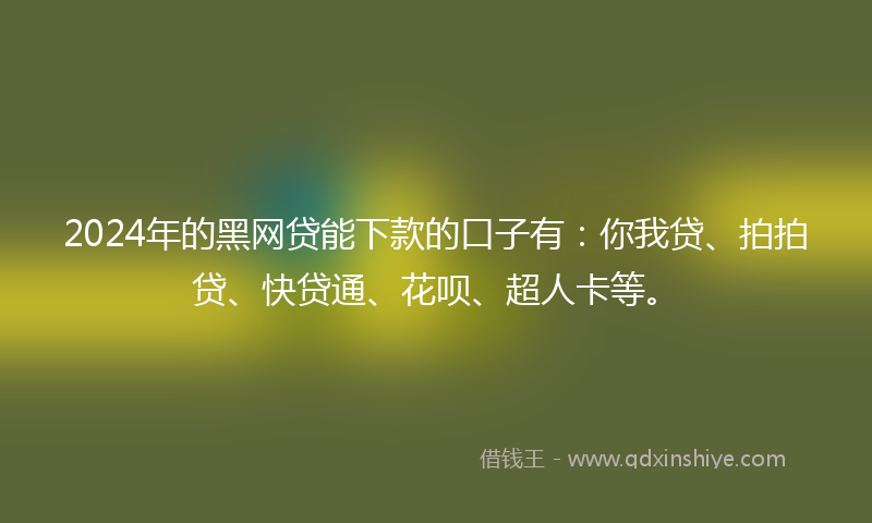2024年的黑网贷能下款的口子有：你我贷、拍拍贷、快贷通、花呗、超人卡等。