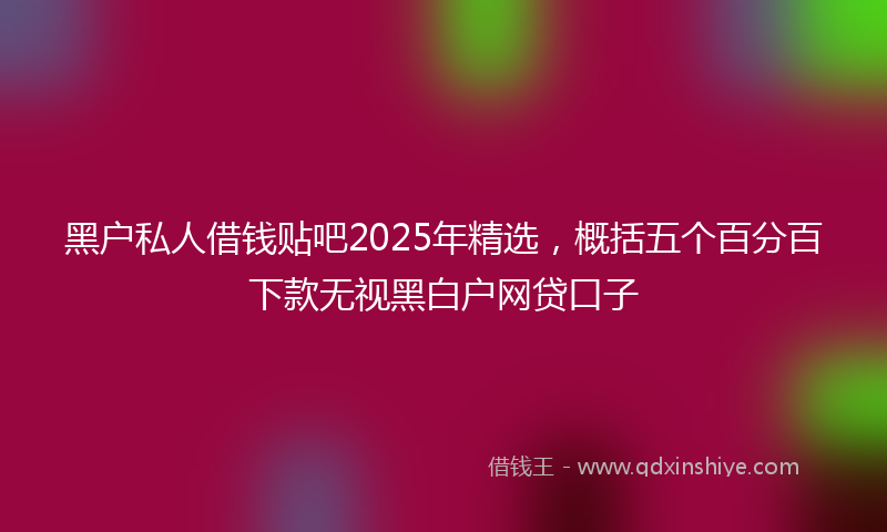 黑户私人借钱贴吧2025年精选，概括五个百分百下款无视黑白户网贷口子