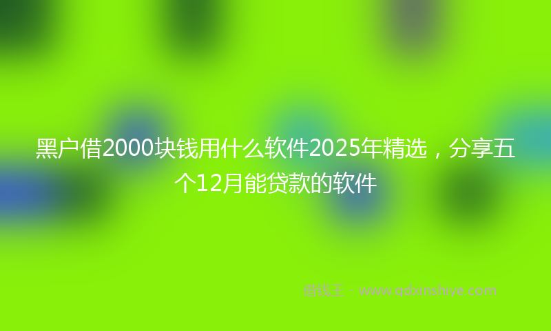 黑户借2000块钱用什么软件2025年精选，分享五个12月能贷款的软件