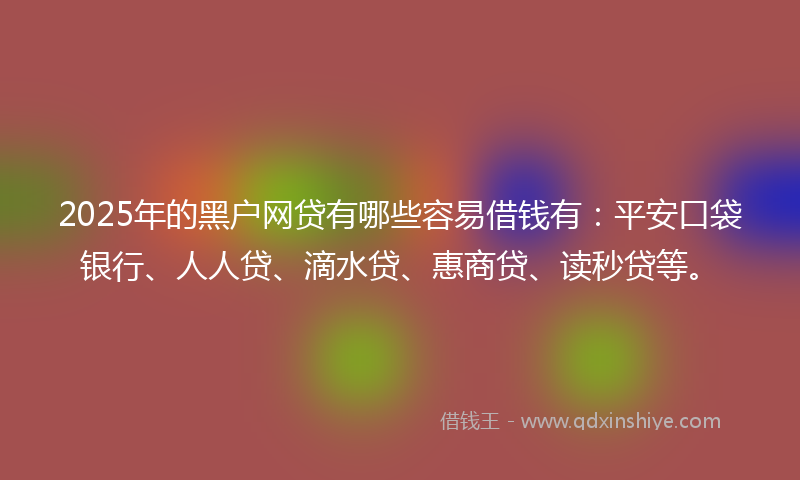 2025年的黑户网贷有哪些容易借钱有：平安口袋银行、人人贷、滴水贷、惠商贷、读秒贷等。