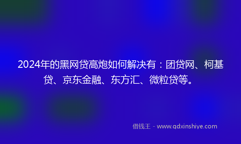2024年的黑网贷高炮如何解决有：团贷网、柯基贷、京东金融、东方汇、微粒贷等。