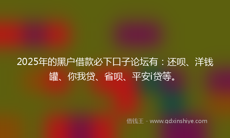 2025年的黑户借款必下口子论坛有：还呗、洋钱罐、你我贷、省呗、平安i贷等。