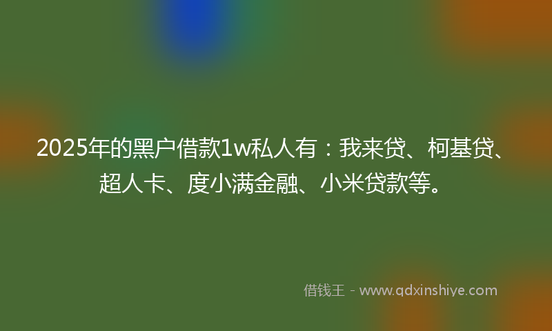 2025年的黑户借款1w私人有：我来贷、柯基贷、超人卡、度小满金融、小米贷款等。