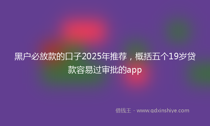 黑户必放款的口子2025年推荐，概括五个19岁贷款容易过审批的app