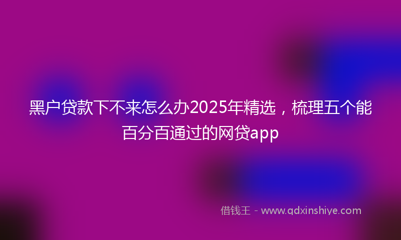 黑户贷款下不来怎么办2025年精选，梳理五个能百分百通过的网贷app