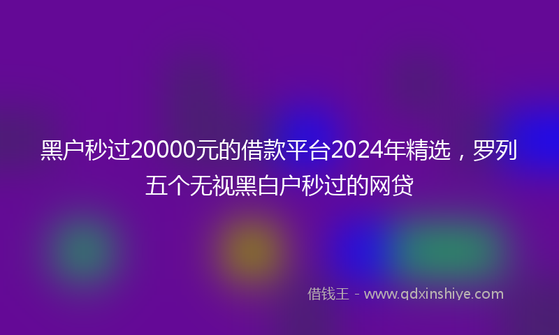 黑户秒过20000元的借款平台2024年精选，罗列五个无视黑白户秒过的网贷