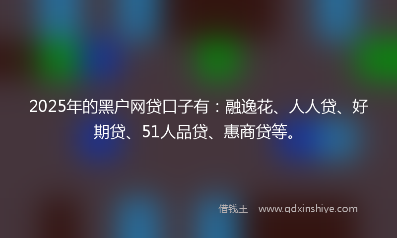 2025年的黑户网贷口子有：融逸花、人人贷、好期贷、51人品贷、惠商贷等。