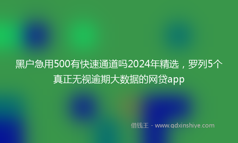 黑户急用500有快速通道吗2024年精选，罗列5个真正无视逾期大数据的网贷app