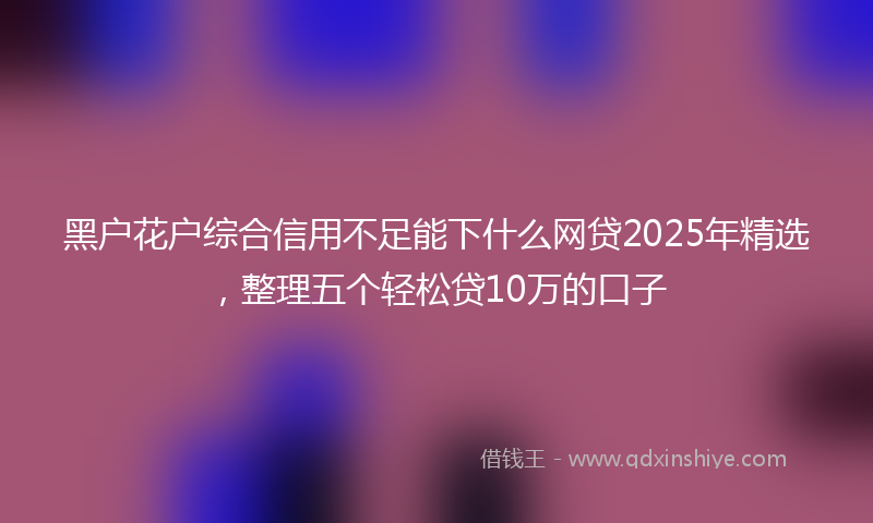 黑户花户综合信用不足能下什么网贷2025年精选，整理五个轻松贷10万的口子