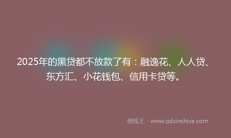 2025年的黑贷都不放款了有：融逸花、人人贷、东方汇、小花钱包、信用卡贷等。