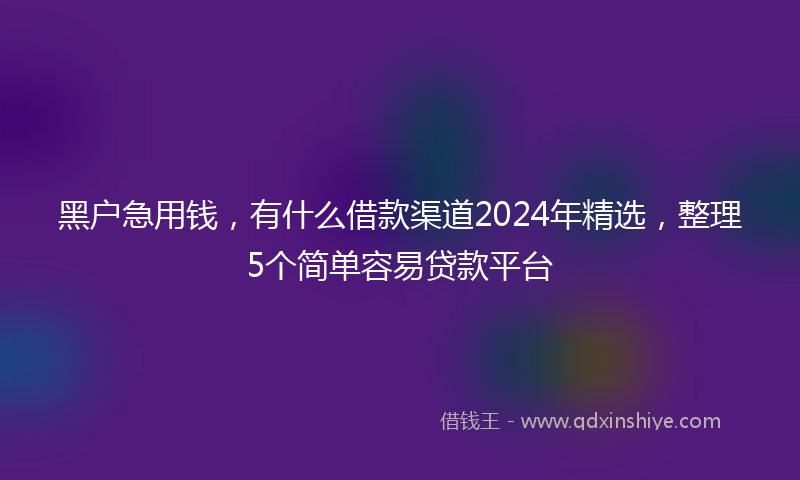 黑户急用钱，有什么借款渠道2024年精选，整理5个简单容易贷款平台