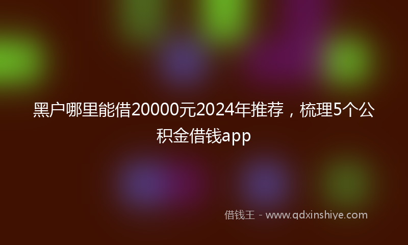 黑户哪里能借20000元2024年推荐，梳理5个公积金借钱app