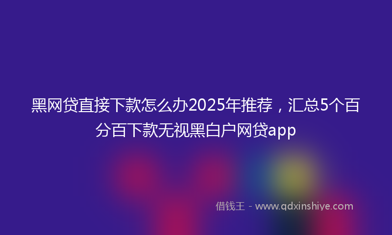 黑网贷直接下款怎么办2025年推荐，汇总5个百分百下款无视黑白户网贷app