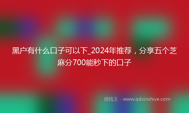 黑户有什么口子可以下_2024年推荐，分享五个芝麻分700能秒下的口子