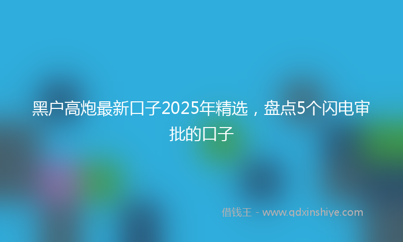 黑户高炮最新口子2025年精选，盘点5个闪电审批的口子