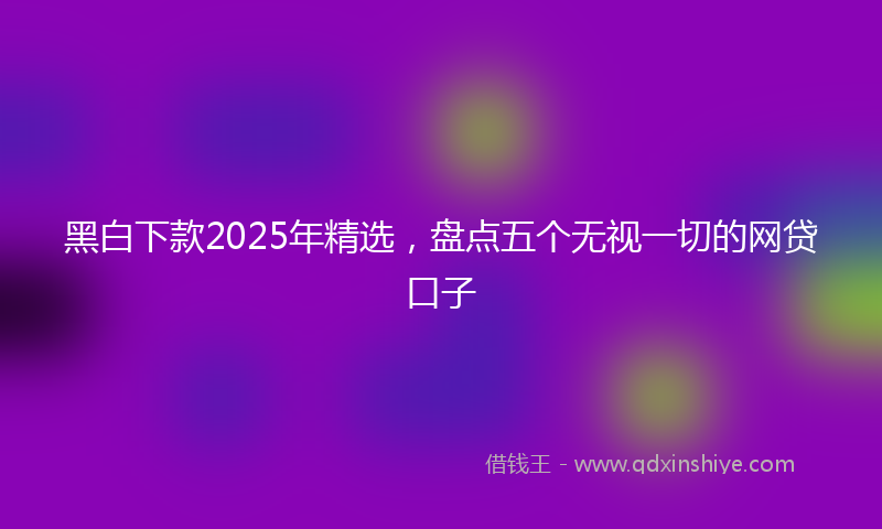 黑白下款2025年精选，盘点五个无视一切的网贷口子