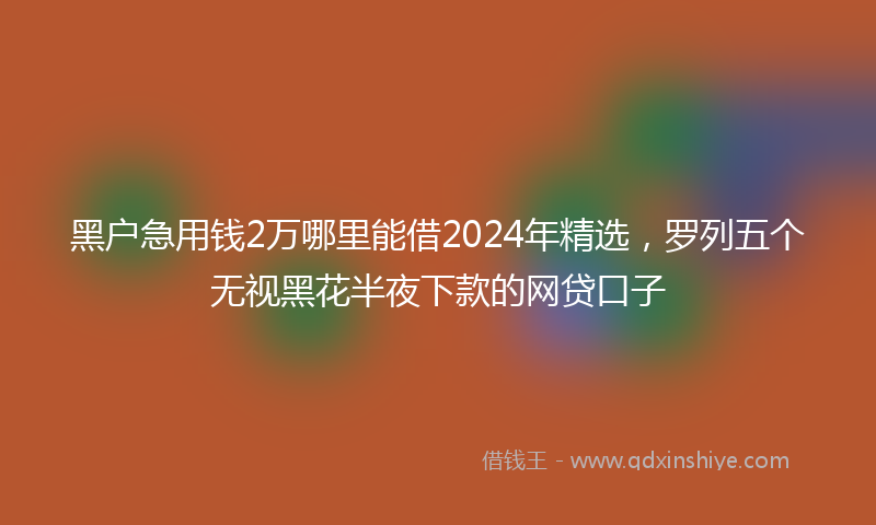 黑户急用钱2万哪里能借2024年精选，罗列五个无视黑花半夜下款的网贷口子