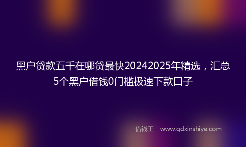 黑户贷款五千在哪贷最快20242025年精选，汇总5个黑户借钱0门槛极速下款口子