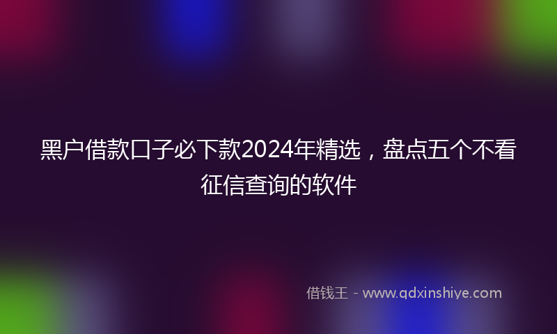 黑户借款口子必下款2024年精选，盘点五个不看征信查询的软件