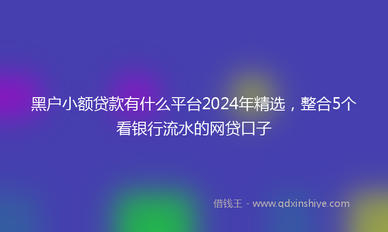 黑户小额贷款有什么平台2024年精选，整合5个看银行流水的网贷口子