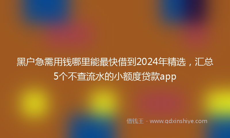 黑户急需用钱哪里能最快借到2024年精选，汇总5个不查流水的小额度贷款app