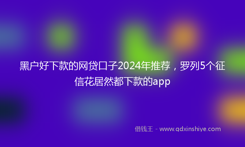 黑户好下款的网贷口子2024年推荐，罗列5个征信花居然都下款的app