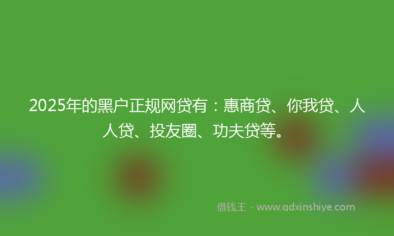 2025年的黑户正规网贷有：惠商贷、你我贷、人人贷、投友圈、功夫贷等。