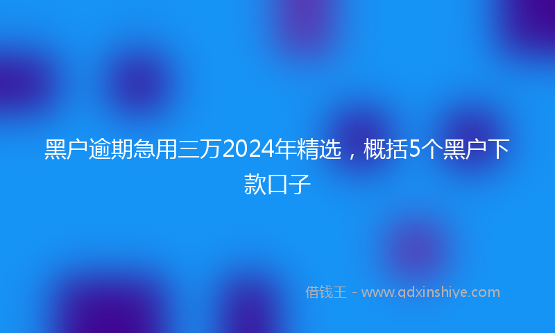 黑户逾期急用三万2024年精选，概括5个黑户下款口子