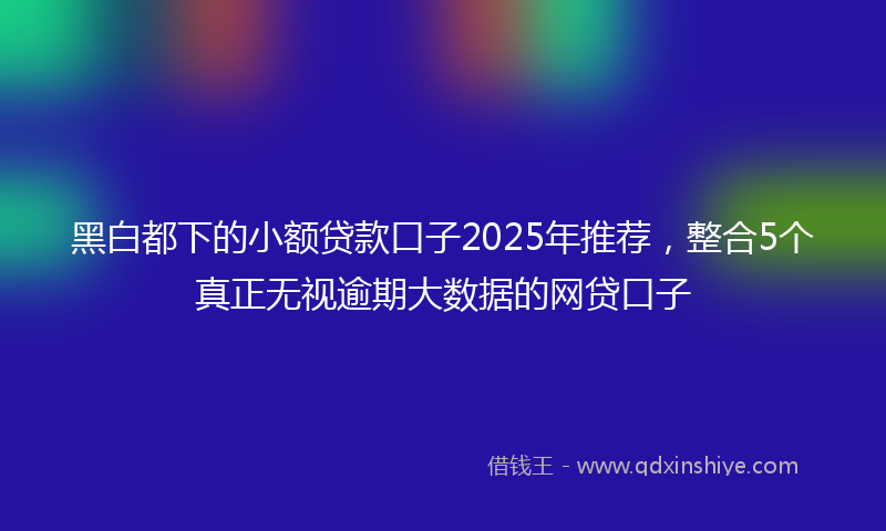 黑白都下的小额贷款口子2025年推荐，整合5个真正无视逾期大数据的网贷口子