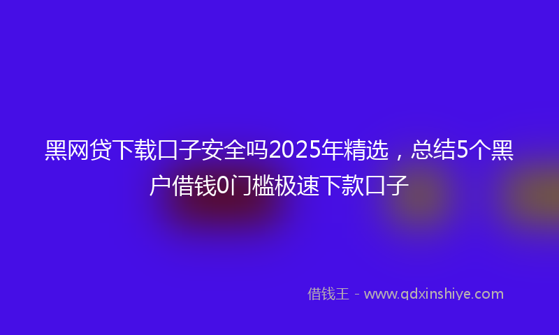 黑网贷下载口子安全吗2025年精选，总结5个黑户借钱0门槛极速下款口子
