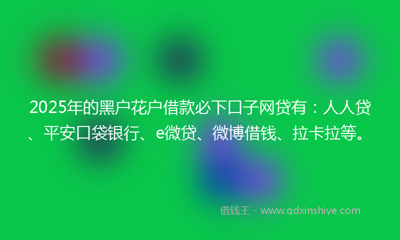 2025年的黑户花户借款必下口子网贷有：人人贷、平安口袋银行、e微贷、微博借钱、拉卡拉等。
