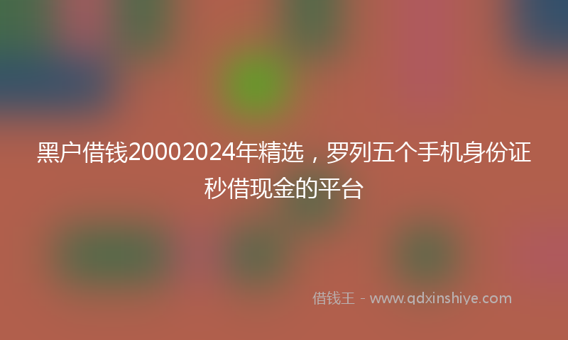 黑户借钱20002024年精选，罗列五个手机身份证秒借现金的平台