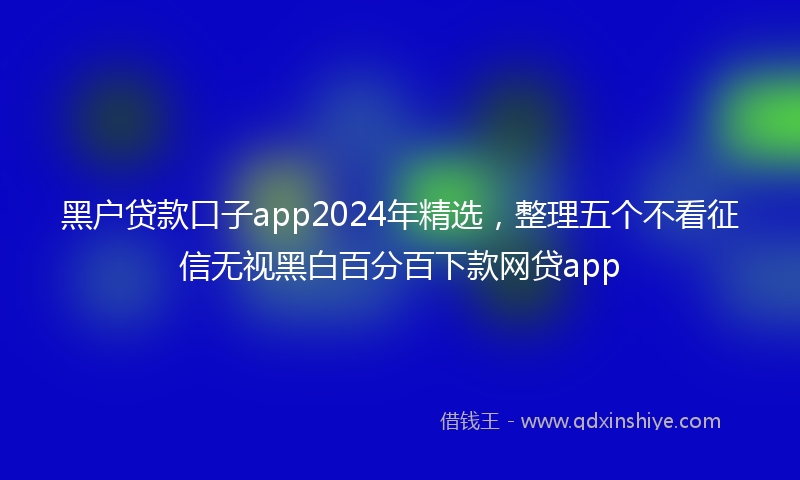 黑户贷款口子app2024年精选，整理五个不看征信无视黑白百分百下款网贷app