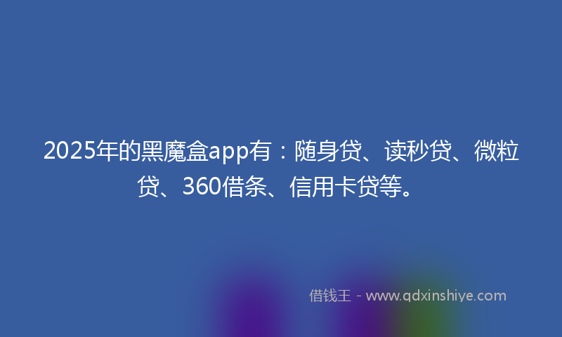 2025年的黑魔盒app有：随身贷、读秒贷、微粒贷、360借条、信用卡贷等。
