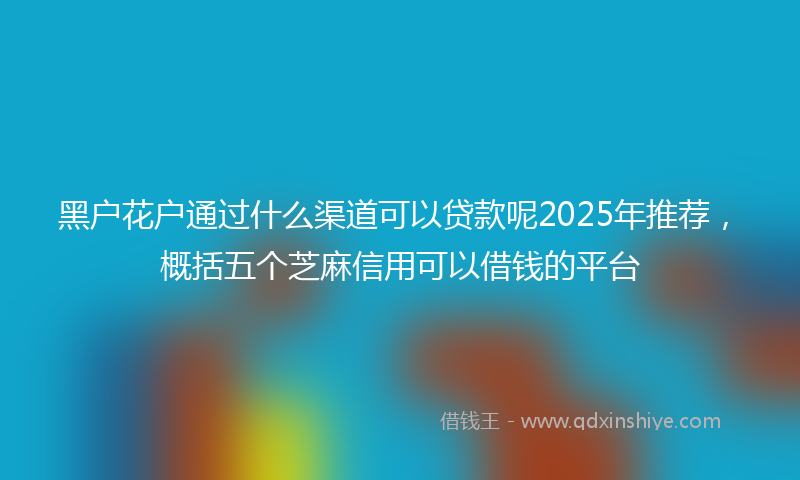 黑户花户通过什么渠道可以贷款呢2025年推荐，概括五个芝麻信用可以借钱的平台
