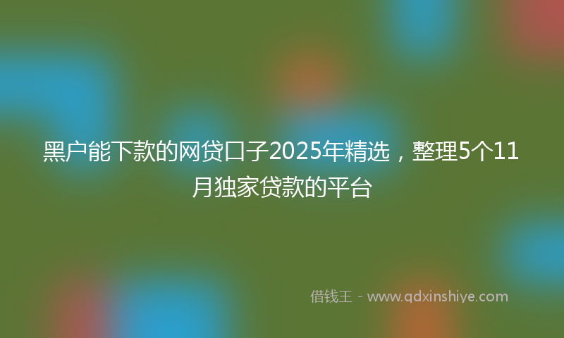 黑户能下款的网贷口子2025年精选，整理5个11月独家贷款的平台