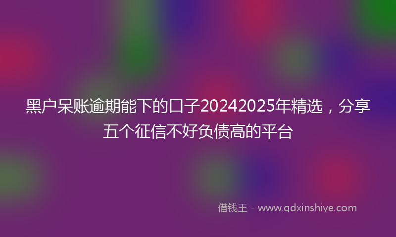 黑户呆账逾期能下的口子20242025年精选，分享五个征信不好负债高的平台