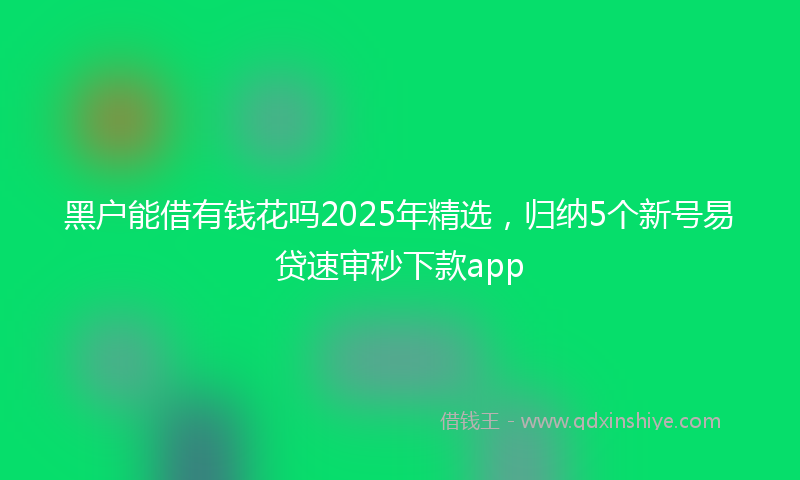黑户能借有钱花吗2025年精选，归纳5个新号易贷速审秒下款app