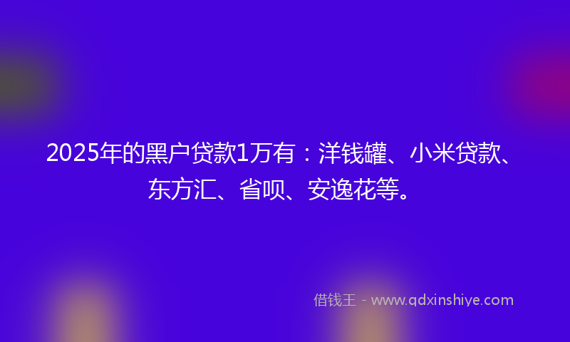 2025年的黑户贷款1万有：洋钱罐、小米贷款、东方汇、省呗、安逸花等。
