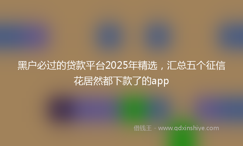 黑户必过的贷款平台2025年精选，汇总五个征信花居然都下款了的app