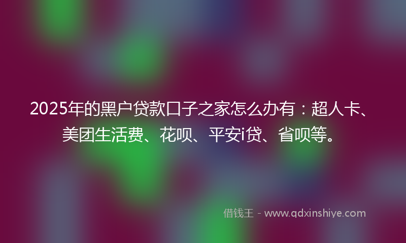 2025年的黑户贷款口子之家怎么办有：超人卡、美团生活费、花呗、平安i贷、省呗等。