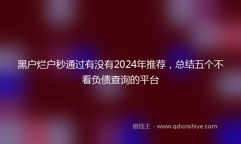 黑户烂户秒通过有没有2024年推荐，总结五个不看负债查询的平台