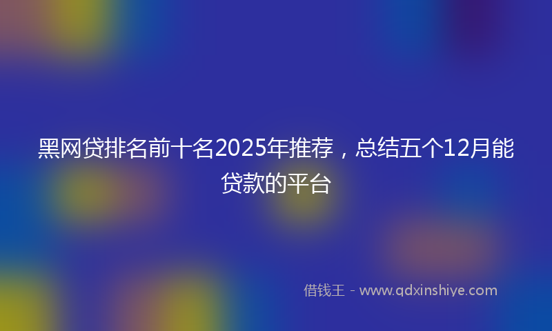 黑网贷排名前十名2025年推荐，总结五个12月能贷款的平台