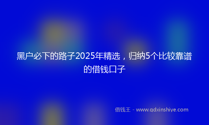 黑户必下的路子2025年精选，归纳5个比较靠谱的借钱口子